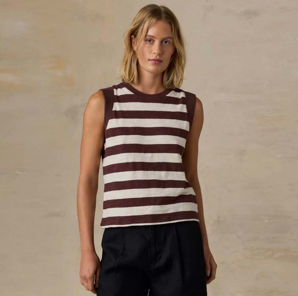 Faherty Organic Cotton Sunwashed Striped Tank, XL